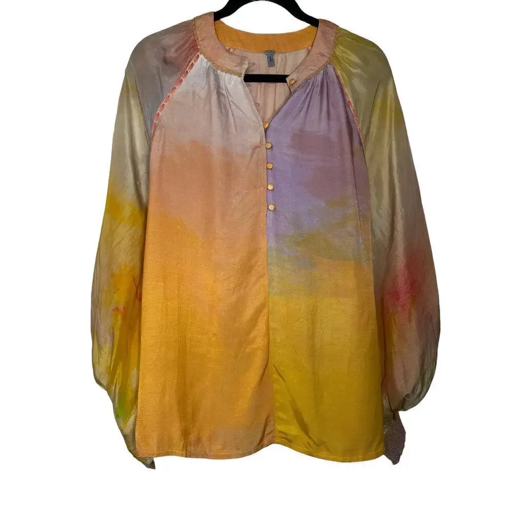 Anthropologie Bl-nk London Women's Long Sleeve Oversize Peasant Top Size S NWOT